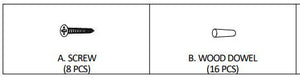 MIL-KHS-WT Full Hardware Set (Screw x8 Wood Dowel x16) White